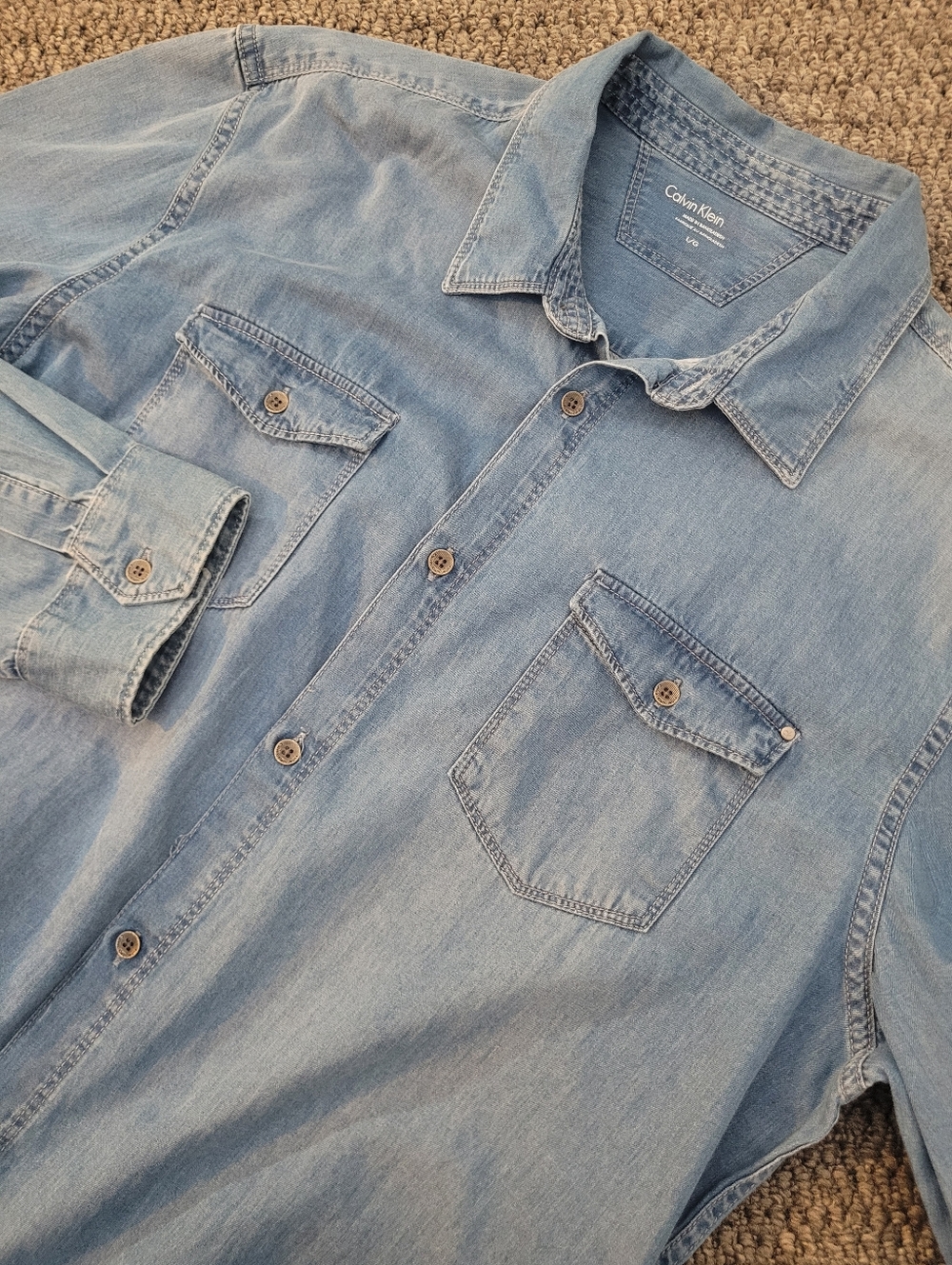 Calvin Klein Jeans Men's Denim Button Up Shirt Size L